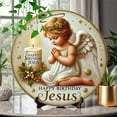 thumbnail image 6 of Beautynvta Christmas Hanging Decoration, Round Wooden Nativity Resurrection Decorative Wall Hanging Home Baptism Decoration, Religious Gifts, Holiday Decor, 7.87''x7.87'', 6 of 6