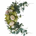 thumbnail image 3 of Guirnalda de flores artificiales para puerta, guirnalda de flores falsas, simulación de decoración floral, adorno colgante para oficina en casa, blanco y verde Inevent HA8794-02B, 3 of 6