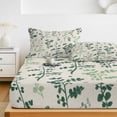 thumbnail image 6 of Full Size Fitted Sheet Set - Sage Green Botanical 3 Piece Bedding Sets 16" Deep Pocket Fitted Sheet with 2 Pillowcases Rustic Country Spring Floral Summer Leaf Brushed Microfiber Hotel Bed Sheets, 6 of 9