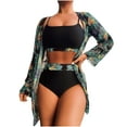 thumbnail image 2 of HaoXianJian 3 Piece Women's Swimsuits Bikinis with Mesh Long Shirt Bathing Suit Thong Hight Waisted V Neck Swimwear 2025 Swim Suit, 2 of 6
