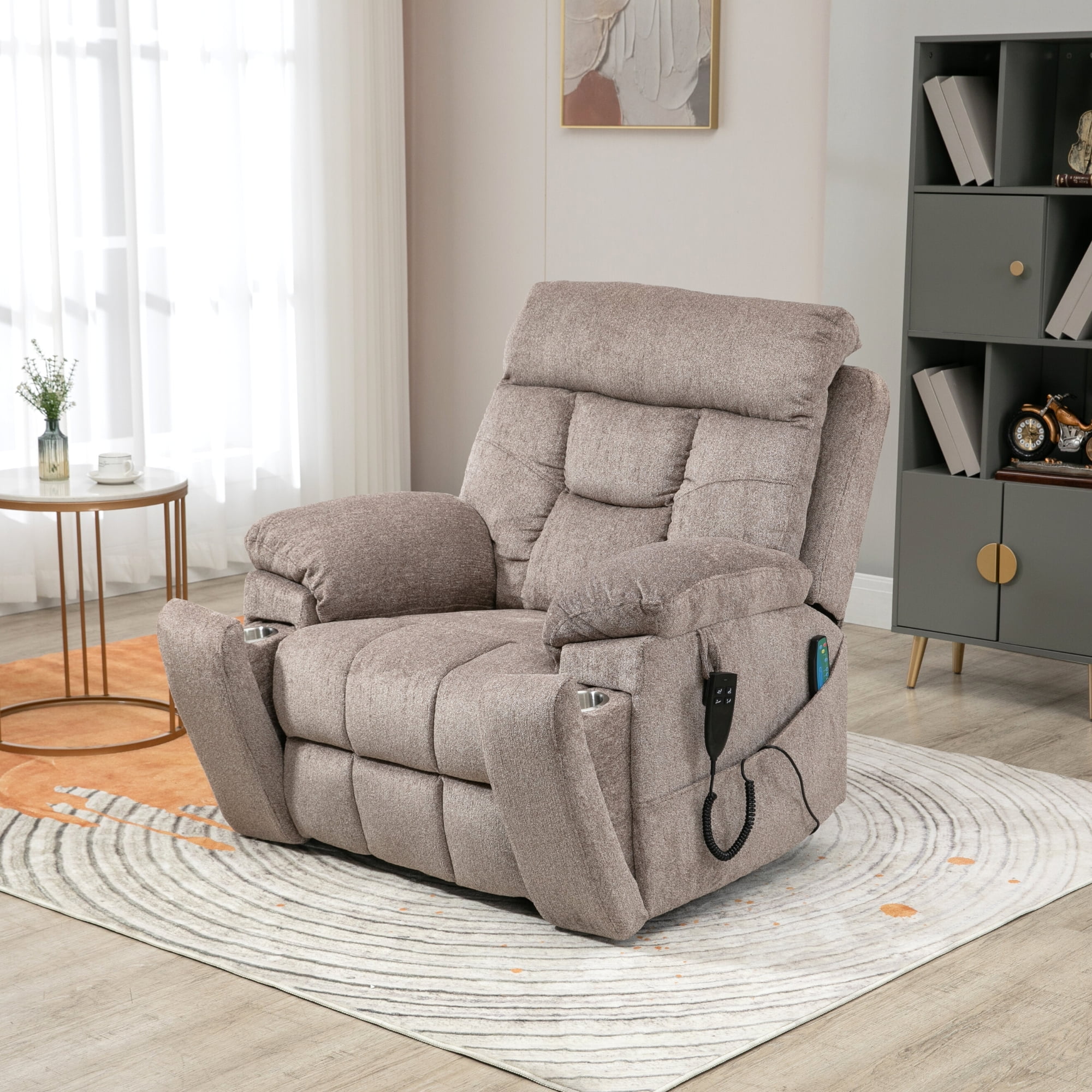 JUUXO Oversized Recliner Chair Lay Flat 71" Length, Large Power Lift Chair for Elderly, Extra Wide Heated Massage Chair for Big and Tall in 26" Seat Width, 400 lbs