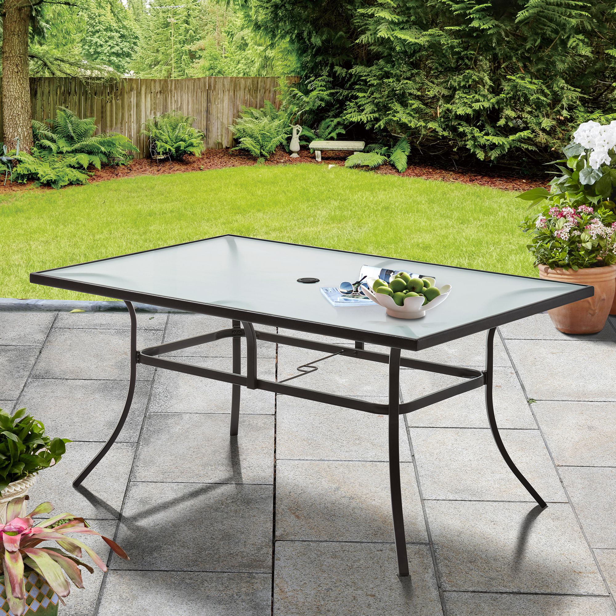 Mainstays Heritage Park Outdoor Rectangle Patio Dining Table, Brown
