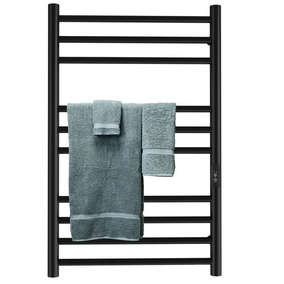 PORLAE 10-Bar Wall Mounted Hardwired or Plug-in Towel Warmer, Metal