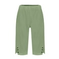thumbnail image 5 of Womens Tops Spring Fall Clothes 2025 Shirts Loose Festival Tops Summer Linen Solid Color Loose Straight Leg Pants With Pockets Side Slit Buttons Five Quarter Pants Plus Size Tops For Women Summer, 5 of 5