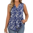 thumbnail image 2 of WellSize Plus Size Tank Tops for Women Henley V Neck Sleeveless Shirts Dressy Floral Blouses Summer Tunic Tops, 2 of 7