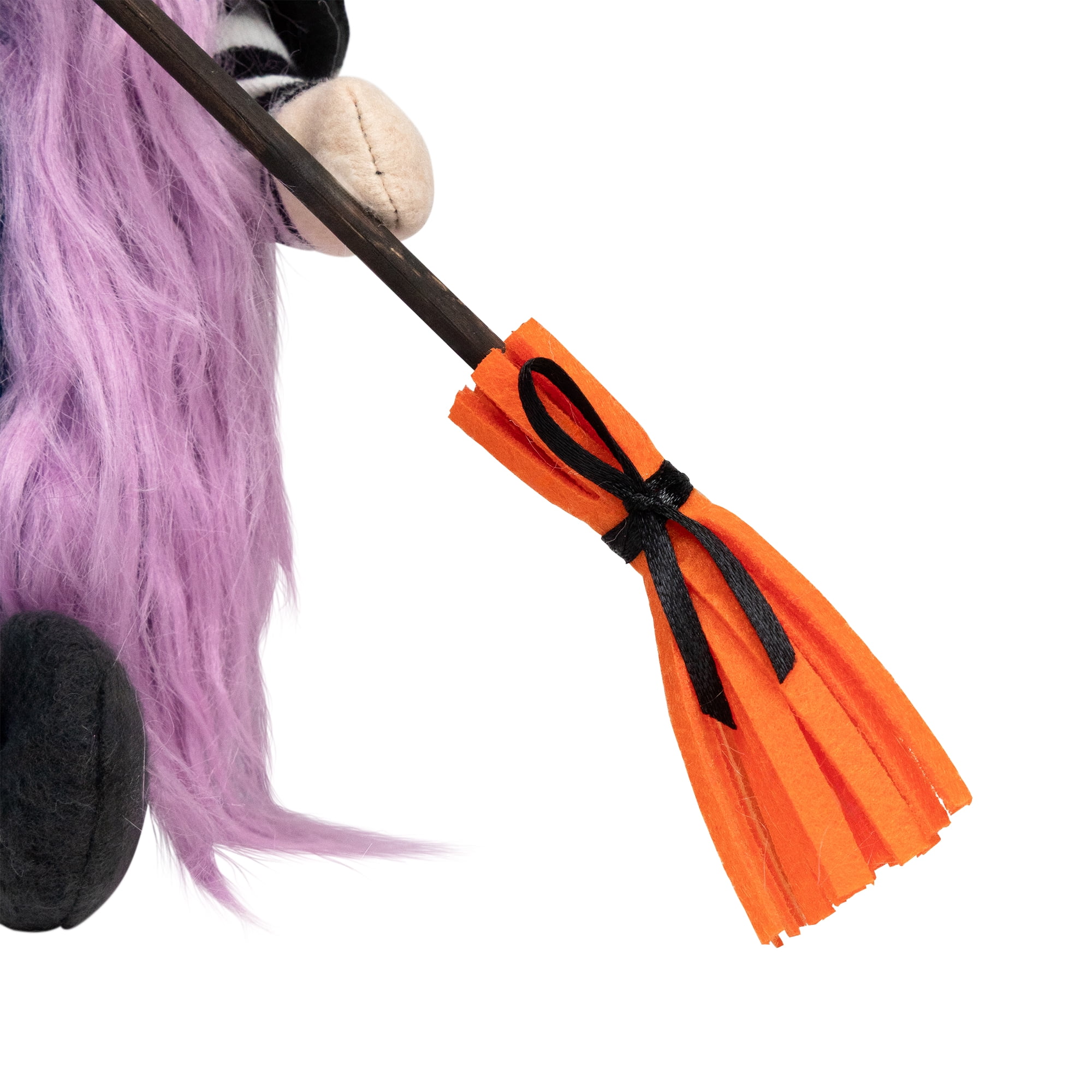 15" Black and Purple Halloween Gnome Witch with Broom