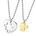 thumbnail image 1 of Collar con colgante de rompecabezas de corazón de amor para parejas de acero inoxidable de 2 piezas para el día de San Valentín, 1 of 4