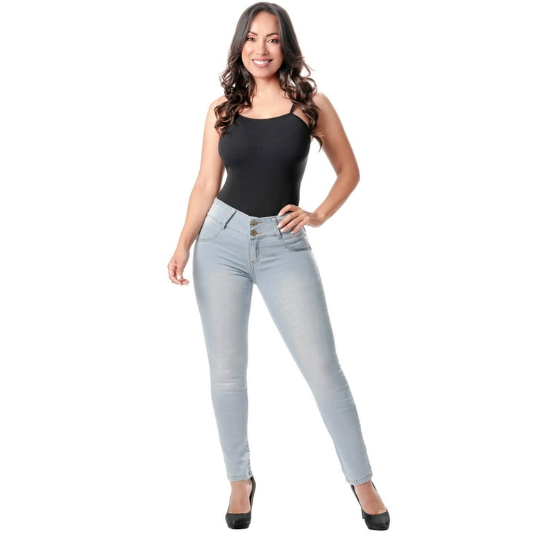 Lowla JE217988 Women High Waisted Butt Lifting Skinny Jeans Colombianos  Levanta Cola with Removable Butt Pads Ice Blue 2 