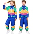 thumbnail image 5 of FINALGANG Girls Boys 2 Piece Tracksuit Kids Retro Color Block Zip Up Long Sleeve Jacket With Contrast Panels Matching Jogger Pants For Casual Daily Wear Trendy Set, 5 of 8
