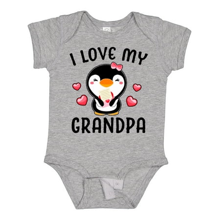 

Inktastic I Love My Grandpa with Cute Penguin and Hearts Girls Baby Bodysuit