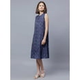 thumbnail image 2 of ENTELLUS | blue ikkat printed dress with imitation buttons in front, 2 of 4