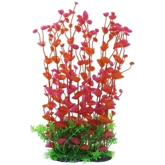 CNZ Aquarium Decor Fish Tank Decoration Ornament Artificial Plastic Plant Green/Red, 16inch