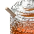 thumbnail image 3 of Royalty Art Glass Honey Pot with Beehive Lid and Wooden Dipper, 3 Pc. Set, Decorative Kitchen Accessory, 3 of 4