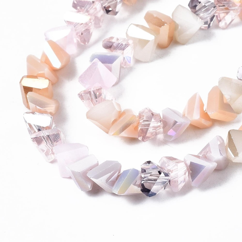 20Strand Electroplate Glass Beads Strands Triangle Pink 3.5x6x4.5mm Hole: 1mm about 100pcs/strand 13.39''(34cm)