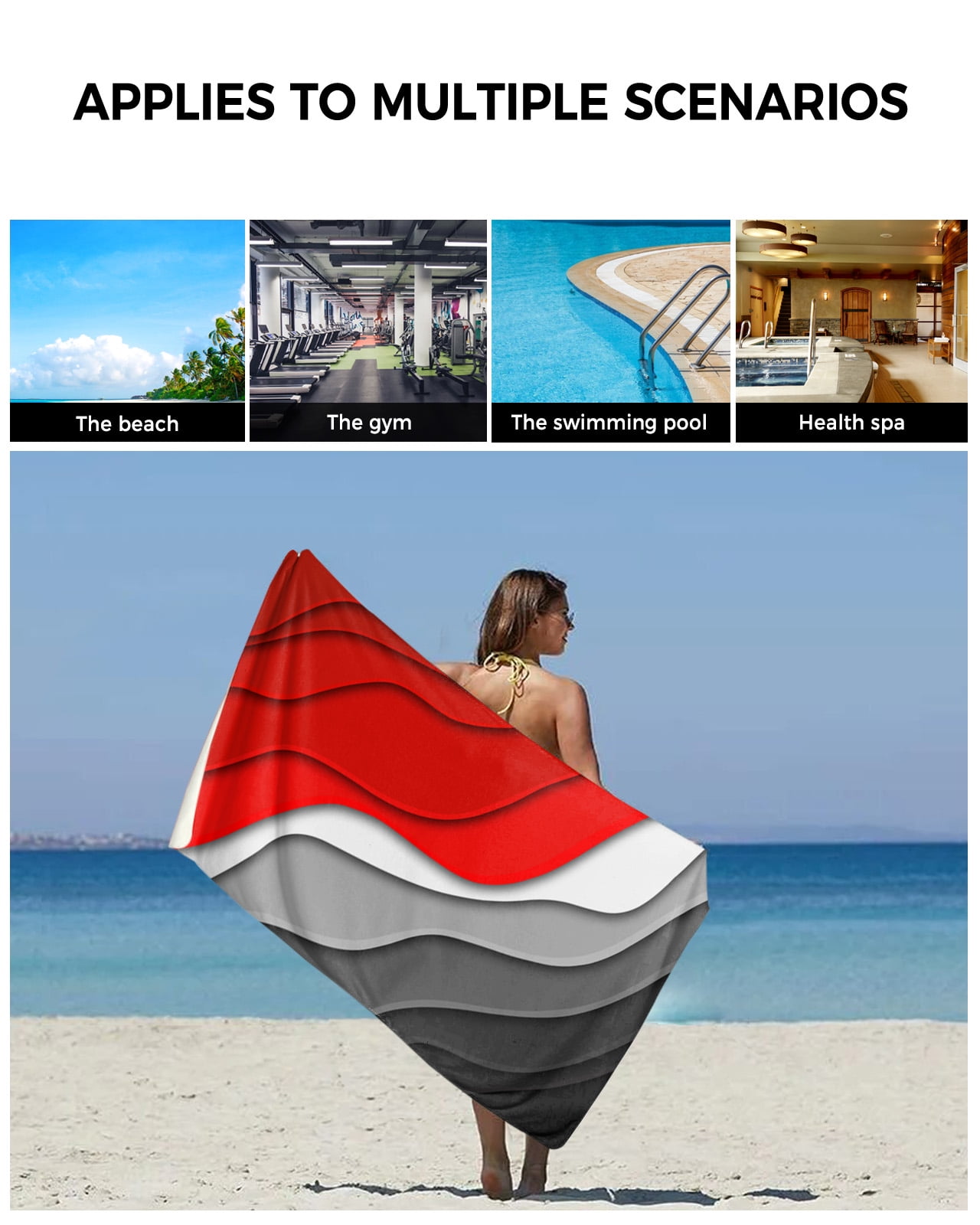 Red Black Ombre Bath Towels for Bathroom Set,Luxury Microfiber Towels Gifts for Women,Beach Kitchen Hand Hair Face Towel and Dish Washcloth,Modern Geometric Abstract Aesthetics Cream Towels+Set
