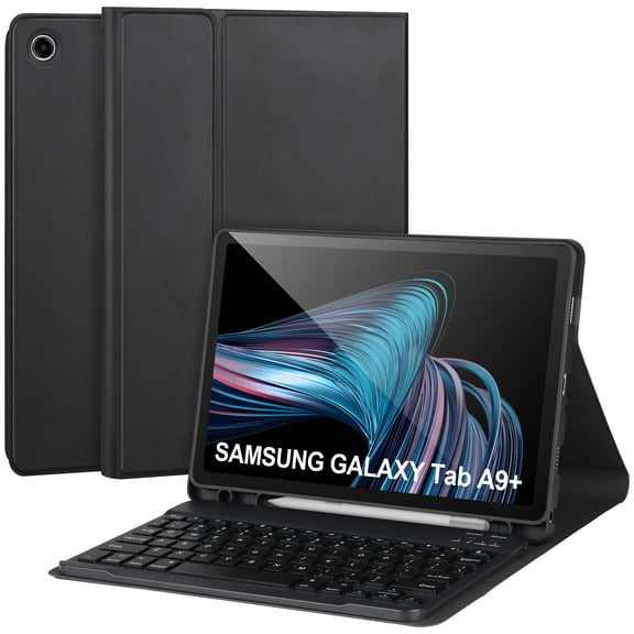 WZOOP Keyboard Case with Detachable Bluetooth Keyboard for Samsung Galaxy Tab A9 /Plus 11'' 2023 - Pink with S Pen Holder