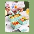 thumbnail image 2 of Bento Box Two Layers Green with Divider Food Grade Plastics Microwave Safe Lunch Container for Picnic, Dishwasher Safe, Freezer Safe,Meal Fruit Snack Packing Box, 2 of 9