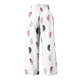 thumbnail image 4 of Plebaso Wide Leg Pants for Women Solid Color Printed Elastic Waist Casual Loose Trousers Ladies Full Length Pants, 4 of 5