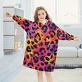 thumbnail image 5 of Dailycode Wearable Blanket Hoodie Oversized Sherpa Flannel Blankets with Pocket for 3-14 Year Old Vibrant Leopard Print, 5 of 7