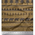 thumbnail image 1 of Soimoi Brown Rayon Crepe Fabric Tribal African Print Fabric by the Yard 46 Inch Wide, 1 of 3