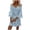 Light Blue, variant on Lolmot Womens Summer Dresses V-Neck Flared Sleeves Elegant Ethnic Wind Print Mini Short Dresses