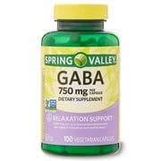 Spring Valley GABA Amino Acid Supplement, 750 mg, Unflavored, 100 Count