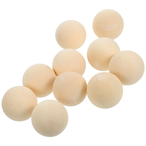 UPOUART 10Pcs Khaki Wood Balls for Crafts 2In Diameter Round Shape Non Porous Material for Children and Students