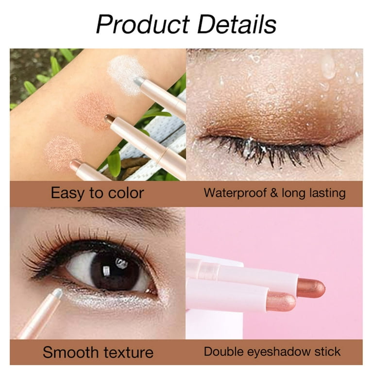 Glitter Eyeshadow Stick, Two-Color Shimmer Gradient Eyeshadow Stick, Waterproofs Glitter Eyeliner Stick Glitter Spray for Clothes Two Faced Makeup