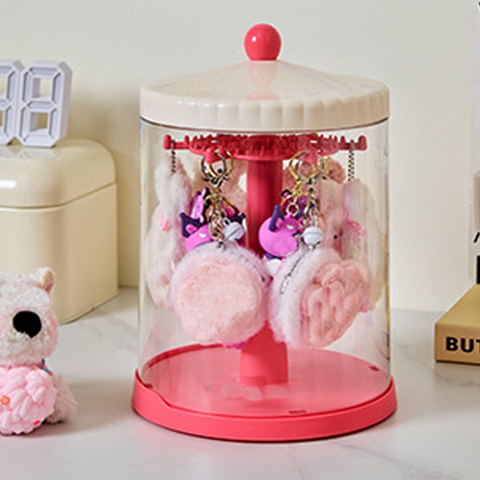 360° Rotating Storage Display Case with 360-Degree Rotation & Thickened Gears, Acrylic Dustproof Showcase for Collectible Figurines, Dolls, Toys Home Organizer