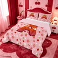 thumbnail image 2 of meiyoeat Strawberry Floral Monogram A Full Size Comforter Sets,3D Cartoon Cute Fruit Bedding Comforter Set For Girl,Pink Reversible,3pcs,1 Comforter and 2 Pillowcases, 2 of 7