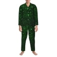 thumbnail image 3 of Disketp Green Sparkling Mens Pajama Set, Soft Warm Long Sleeve Sleepwear, Cozy Button-Down Pjs for Men-X-Large, 3 of 7