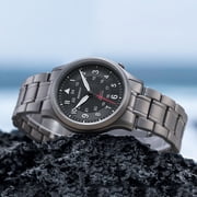 BERNY Titanium Watches for Men, Japanese Quartz Movement Men's Field Watch, 5ATM Waterproof Military Wristwatch for Men, Analog Sport Watches with Super Luminous, Black