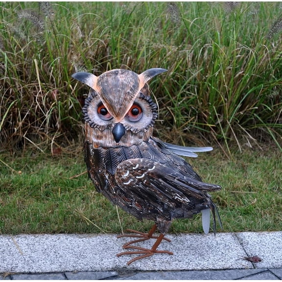 16.5" Owl Statue Owl Garden Decor Metal Yard Art Garden Decor for Outdoor Backyard