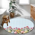 thumbnail image 4 of Easter Round Rug 3.3ft Washable Circle Entryway Rugs Non Slip Spring Bunny Colorful Eggs Tulip Flowers Blue Check Area Rug Indoor Floor Carpet for Bedroom Kitchen Living Room Home Office Dining Room, 4 of 8