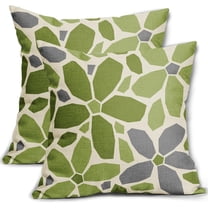 Lime Green Grey Gray Pillow Covers 20x20 Set of 2 Geometric Art Flower Print Decorative Outdoor Pillowcases Modern Abstract Floral Farmhouse Throw Cushion Case Decor for Couch Sofa Bed