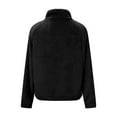 thumbnail image 6 of jtjvou Women's Fuzzy Fleece Jacket Zip Up Cropped Coats Casual Winter Warm Fashion Mock Neck Outwear with Pockets Black L, 6 of 9