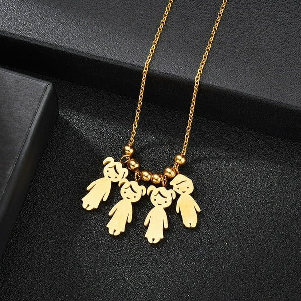 Colgante de acero inoxidable para niños y niñas, collar personalizado para mujeres y niños, collares con cuentas de fecha y nombre grabado, regalo de joyería familiar Tan Jianjun unisex