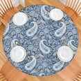 thumbnail image 2 of Blue Pioneer Flower and Paisley Pattern (3) Round Fitted Tablecloth with Elastic Edge,Dining Table Cover Waterproof,Outdoor Round Tablecloth for Camping,Dining,Indoor and Outdoor, 2 of 7