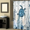 thumbnail image 2 of Fabric Shower Curtain, Summer Sea Turtle Ocean Coral Seaweed Starfish Conch Shower Curtains with 12 Hooks Waterproof Machine Washable Bath Curtains for Bathroom,54 x 78in, 2 of 6