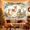 thumbnail image 3 of Woodland Animals Amidst Festive Evergreen Branches, Whimsical Watercolor for Nature Lovers, Forest Scene Art, Christmas Gift, Tapestry Wall Hanging for Living Room and Nursery, 3 of 7