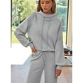 thumbnail image 5 of Lounge Sets for Women Sweatsuits 2 Piece Outfits Fall Drawstring Sweatshirt Wide Leg Sweatpants Tracksuit Light Gray XL, 5 of 9