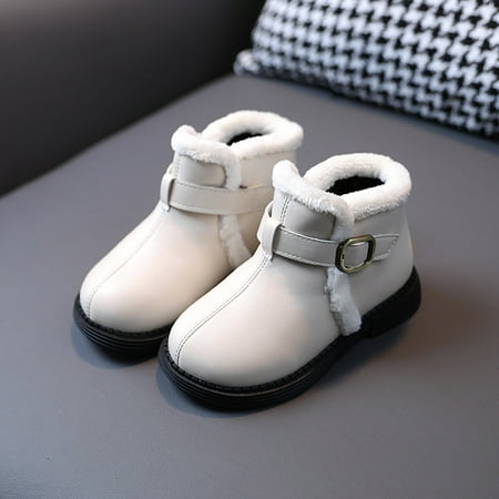 

Akiihool Baby Booties Toddler Squeaky Boots Winter Snow Bowknot Anti-Slip Soft Sole Warm Toddler Prewalker Booties (Beige 6.5)