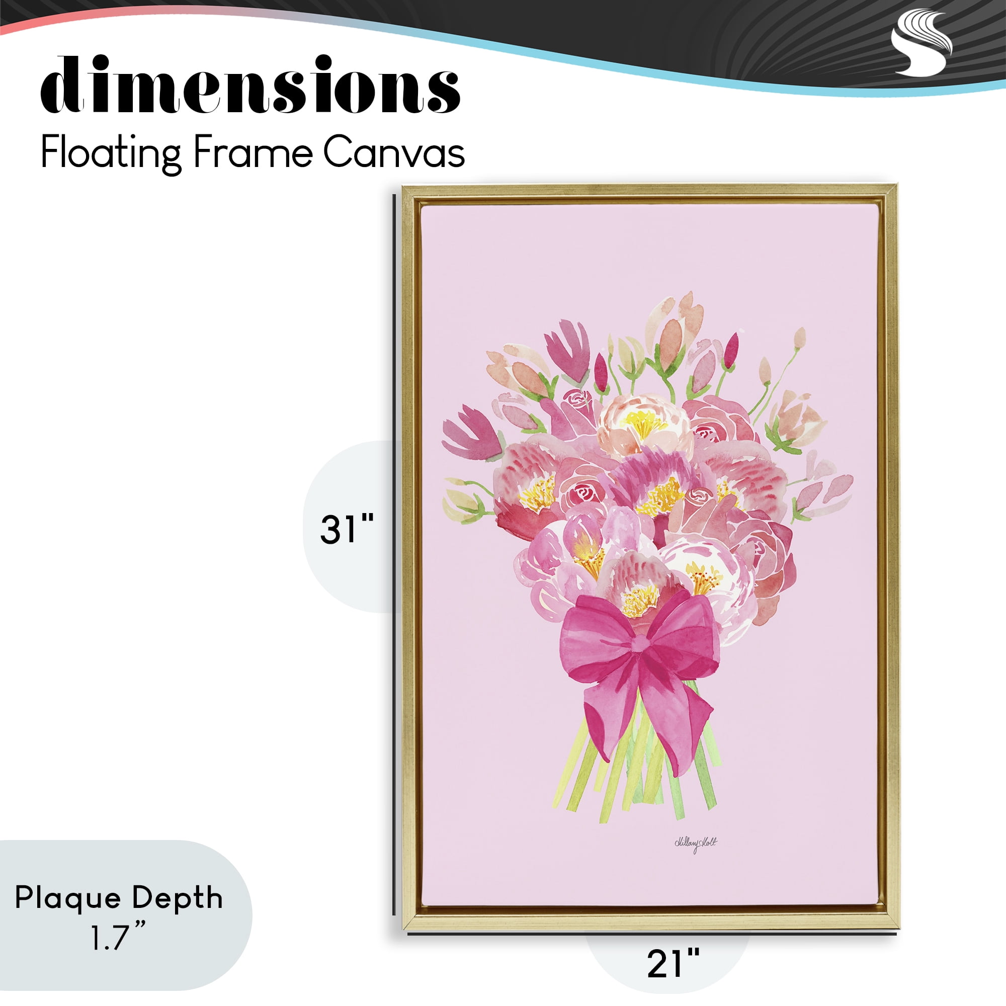 Stupell Industries Romantic Blushing Peonies Gold Framed Floater Canvas Wall Art, design by Hillary Holt