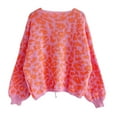 thumbnail image 5 of larppty Womens Y2k Bow Tie Front Cardigan Sweaters Oversized Fall Open Front Leopard Print Cardigans Cute Loose Knit Coats (Pink, XL), 5 of 8