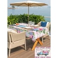thumbnail image 5 of Outdoor Tablecloth with Umbrella Hole for Patio/Picnic/Party/Camping, Spring Waterproof Table Cloth Rectangle Table Cover Washable, Truck Botanical Rose Leaves Butterfly Pink Lattice (60"x 84"), 5 of 8