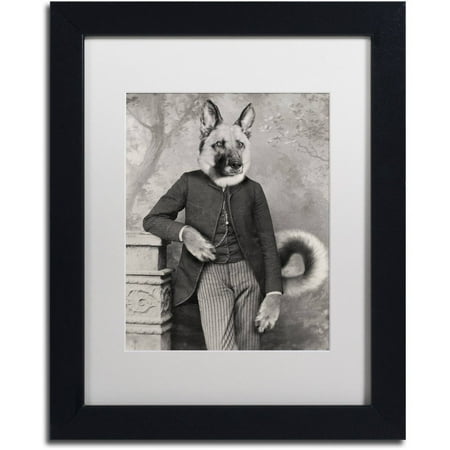 Trademark Fine Art 'Hans The German Shepherd' Canvas Art by J Hovenstine Studios, White Matte, Black Frame