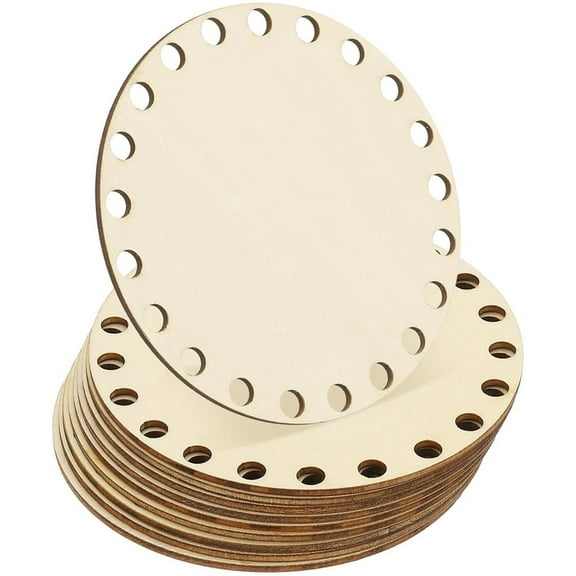 10 Pcs Wooden Crochet Basket Base,6 Inch Unfinished Crocheting Basket Bottom,Round Wood Knitting Base,Blank Basket Weaving Supplies,for DIY Craft Making By Scheam