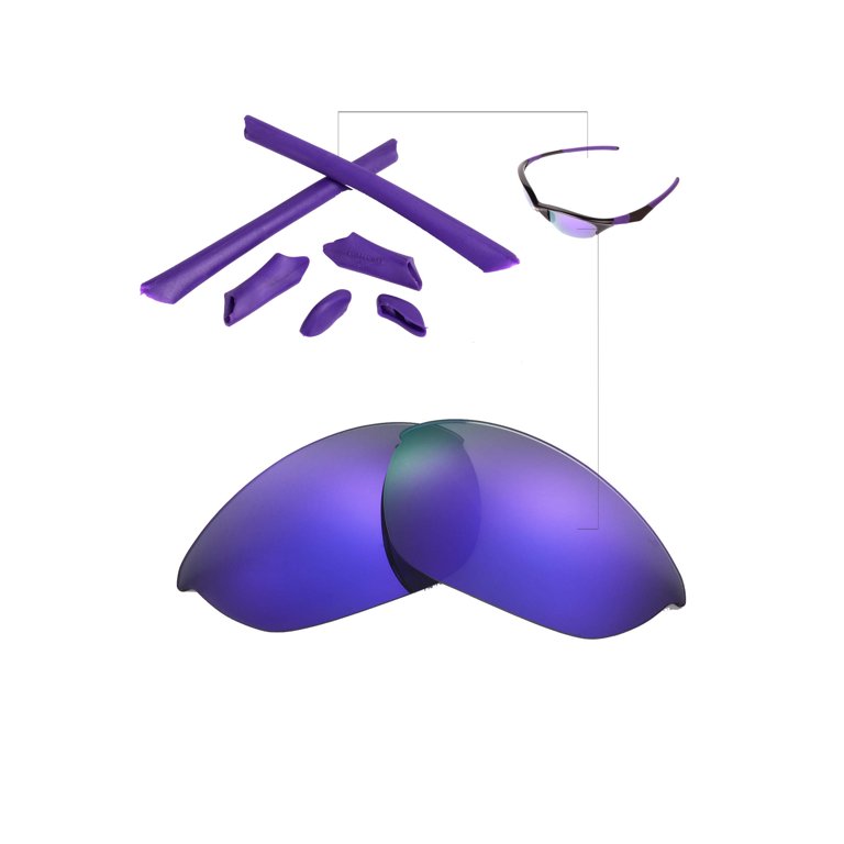 Walleva Purple Polarized Lenses And Green Rubber Kit For Oakley