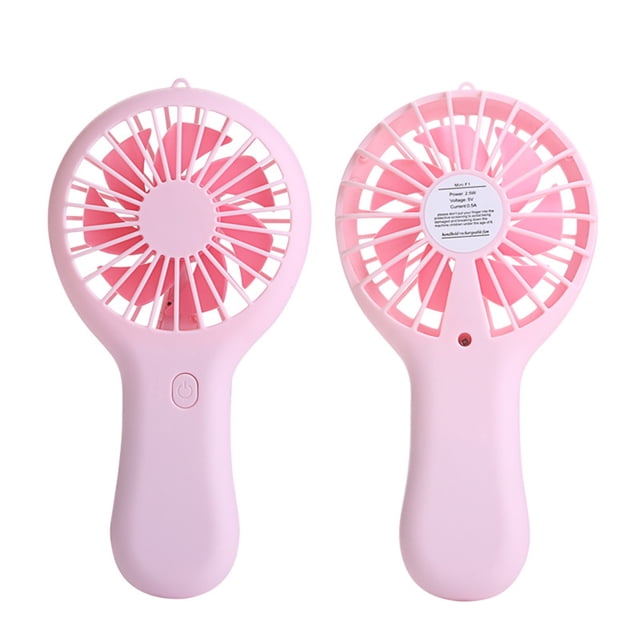 Ventilador de escritorio de mano Ventilador de escritorio recargable por USB para interiores y exteriores (rosa)