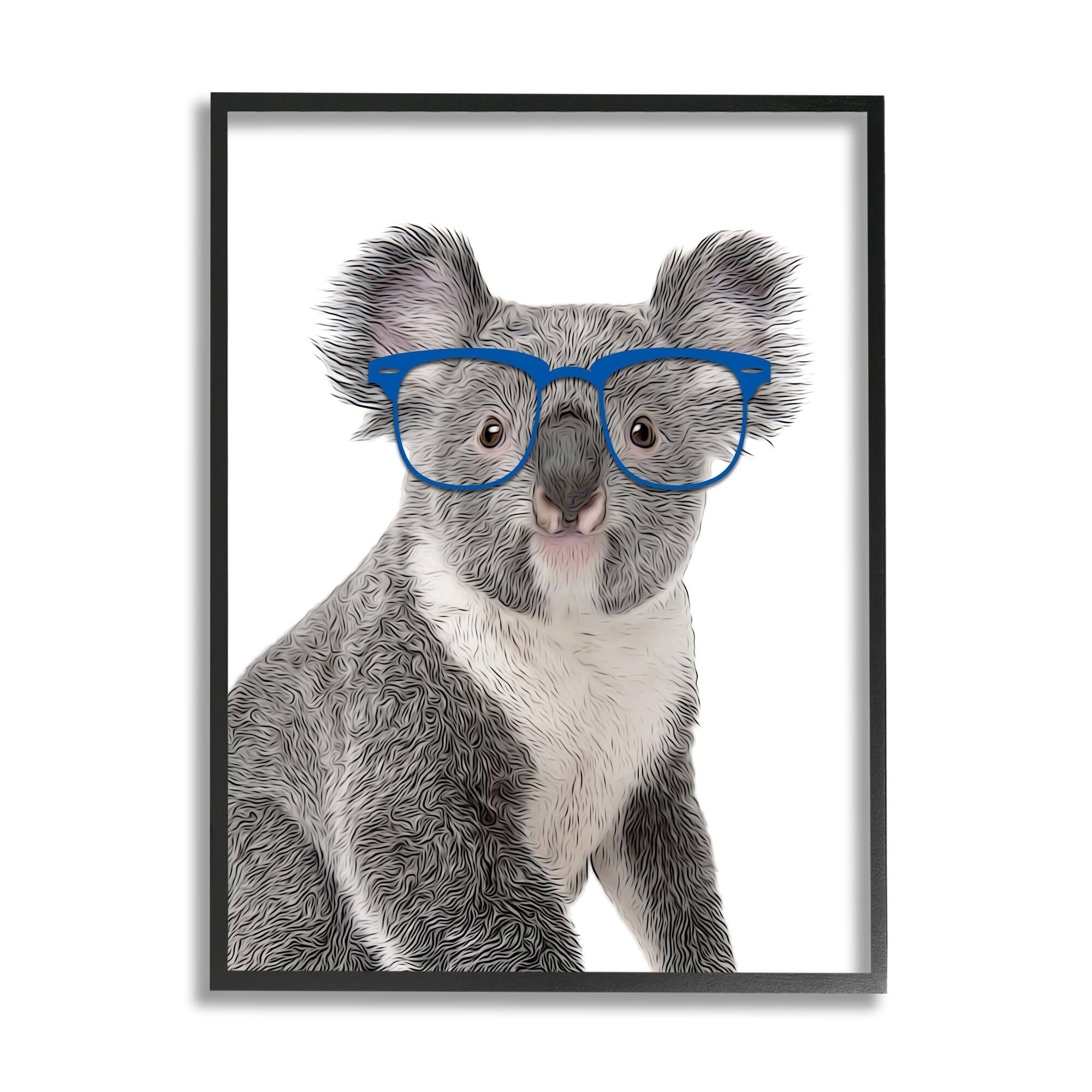 Stupell Industries Wild Koala Wearing Glasses Animal Animals & Insects Painting White Framed Art Print Wall Art
